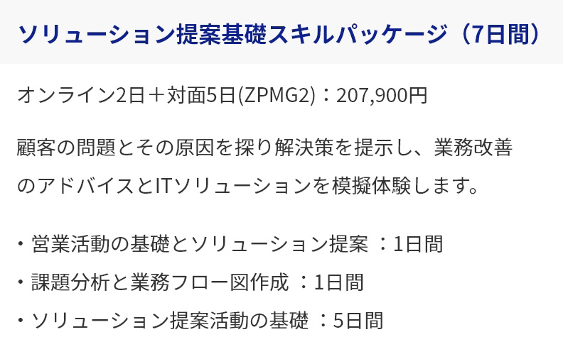 ソリューション提案基礎スキルパッケージ（7日間）