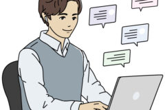 ビジネスチャットする男性